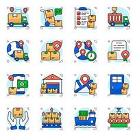 Set of Logistic Flat circular Icons vector