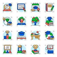 Pack of E Learning Flat circular style Icon vector