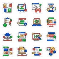 Set of Programming and design Flat Icons vector