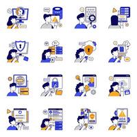 Set of Data and Management Flat Icons vector