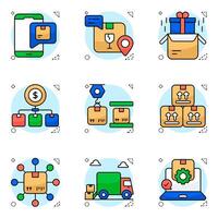 Set of Logistic and Inventory Flat circular styleIcons vector