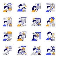 Set of Property Flat style Icons vector