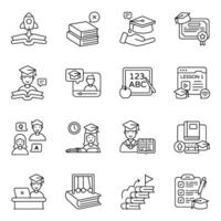 Pack of Study and Reading linearIcon vector