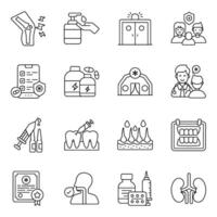 Set of Medical Tools style Linear Icons vector