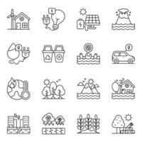 Set Of Ecology Linear Icons vector