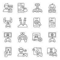 Set of Computer Games Linear Icons vector