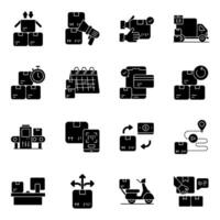Set of Logistic Delivery Solid styleIcons vector
