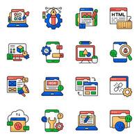 Set of Creativity and web design Flat Icons vector