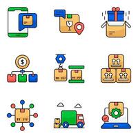 Set of Logistic and Inventory Flat style Icons vector
