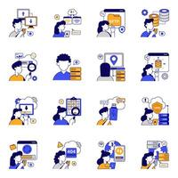 Set of Data and Security Flat Icons vector