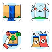Set Of Ecology and Environment Flat circular Icons vector