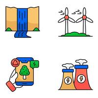 Set Of Ecology and Environment Flat Icons vector