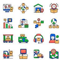 Set of Logistic and Shipment Flat style Icons vector