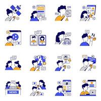 Set of Communication and Conversation Flat Icons vector