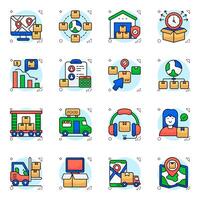 Set of Logistic and Shipment Flat circular Icons vector