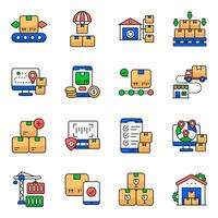 Set of Logistic and Cargo Flat style Icons vector