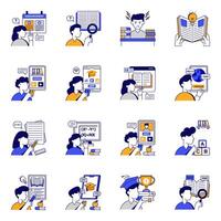 Set of Learning Flat Icons style vector