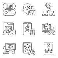 Set of Mobile Games Linear Icons vector