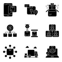 Set of Logistic and Inventory Solid styleFlat Icons vector