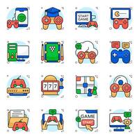 Set of Gaming Flat circular style Icons vector