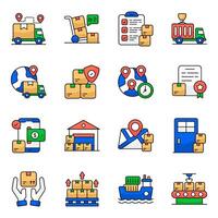 Set of Logistic Flat style Icons vector