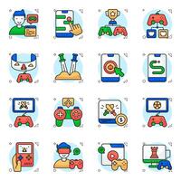 Set of Computer Games Flat circular Icons vector