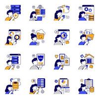 Set of Data Analytics Flat Icons vector