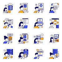Set of Big Data Flat style Icons vector