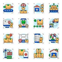 Set of Logistic and Cargo Flat circular style Icons vector