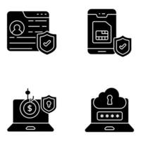Pack of Security and Shield Glyph Icon vector