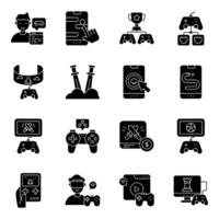 Set of Computer Games Glyph Icons vector