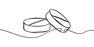 continuous line drawing of pill symbol. abstract line art illustration vector