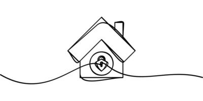 continuous line drawing of home security symbol. abstract line art illustration vector