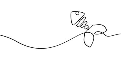 continuous line drawing of fish bone symbol. abstract line art illustration vector