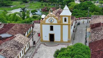 Above view of Arraial dAjuda Church at Arraial dAjuda in Bahia Brazil. Scenic Scenery. video