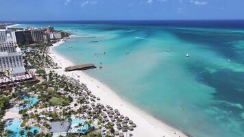 Famous Palm Beach at Oranjestad Caribbean Netherlands Aruba. Famous Scenery. video
