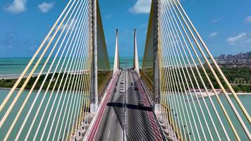 Aerial View of Newton Navarro Bridge in Natal Rio Grande do Norte in Brazil . Beautiful Background. video