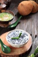 Dawet Ireng, Cendol or Dawet but with Black Color from Charcoal Powder. photo