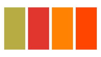 Chartreuse, Chili Pepper, Orange, Red Orange color palette. Set of bright color palette combination in rgb hex. Color palette for ui ux design. Abstract illustration for your graphic design, banner vector