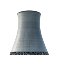 Cooling tower structure of a power plant facility design isolated on transparent background png