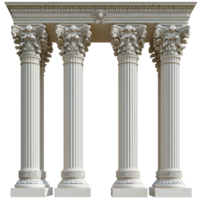 Four ornate architectural columns on a transparent layer isolated on transparent background png