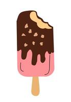 Ice cream stick with chocolate and pink frosting vector