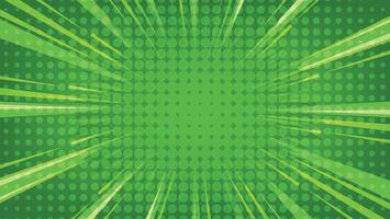 abstract green background with exploding comic lines and graphic dots vector
