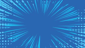 abstract blue cartoon background with exploding rays and modern graphic dots pattern vector