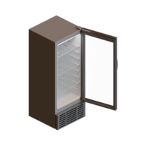 Isometric View Small Size Open Door Showcase 3D Render Illustration png