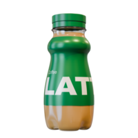 Latte Coffee In A Bottle Front View 3D Design Element png