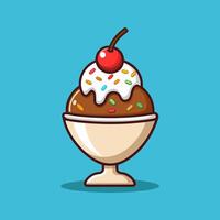 Ice cream sundae with cherry on top vector