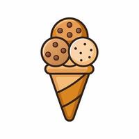 Scrumptious Chocolate Chip Cookie Dough Ice Cream Cones vector