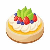 A pastry with berries and cream on top vector