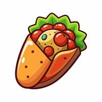 A cartoon taco with tomatoes and cheese vector